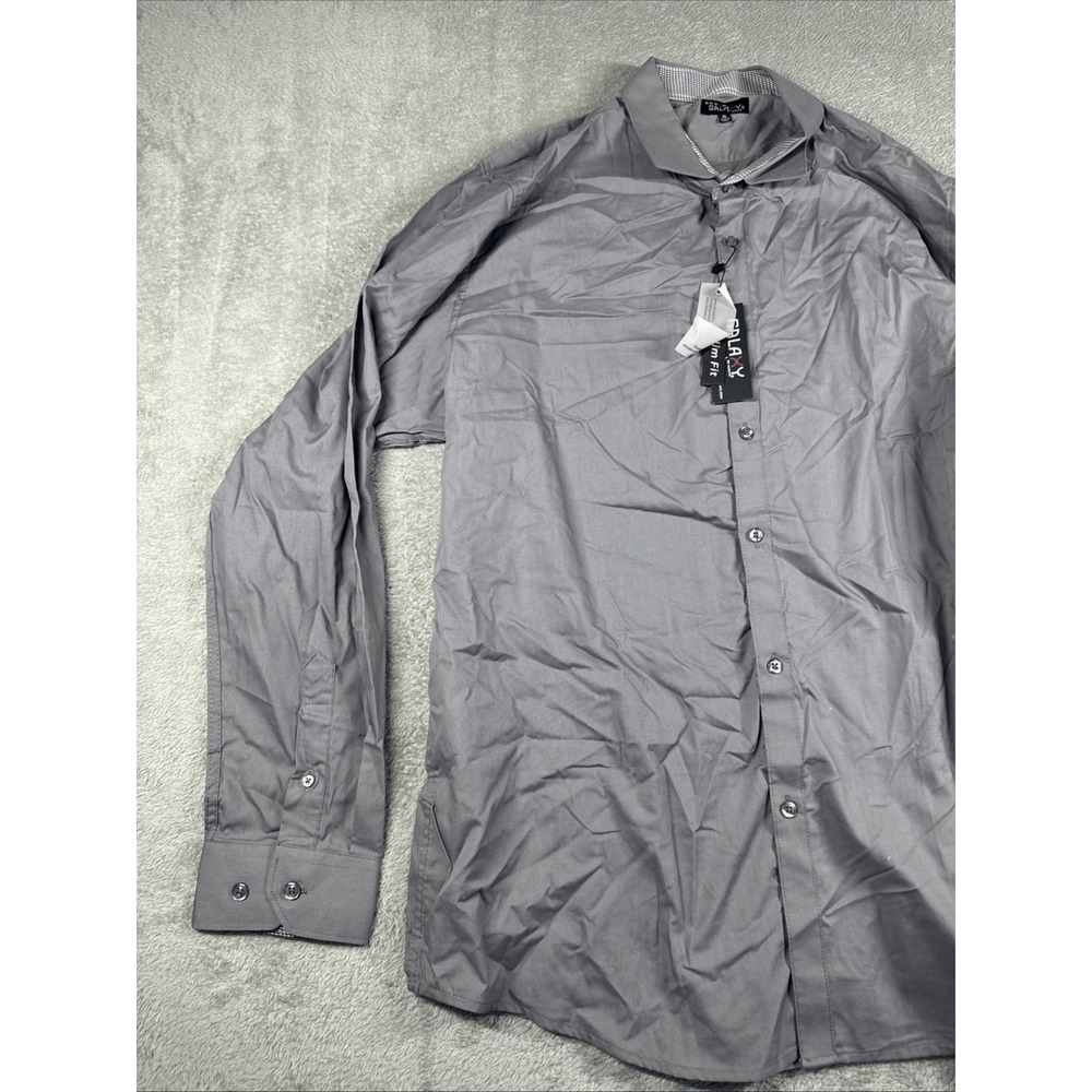 NWT GALAXY BY HARVIC Men's Long Sleeve Button Shirt Business CasualGray Size XL - Picture 3 of 9